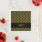 Monogramm, Gold und schwarzes Vierblatt Serviette (Beispiel)