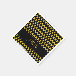 Monogramm, Gold und schwarzes Vierblatt Serviette