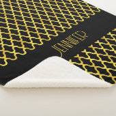 Monogramm, Gold und schwarzes Vierblatt Sherpadecke (3/4)