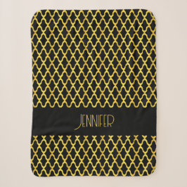 Monogramm, Gold und schwarzes Vierblatt Sherpadecke