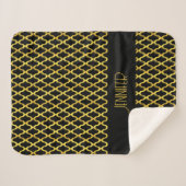 Monogramm, Gold und schwarzes Vierblatt Sherpadecke (Vorderseite (Horizontal))