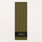 Monogramm, Gold und schwarzes Vierblatt Yogamatte (Vorderseite)