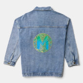 Monogramm Gold und Türkis S und farbenfrohe Blume Jeansjacke (Rückseite)