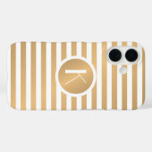 Monogramm Gold und Weiße Streifen Case-Mate iPhone Hülle (Rückseite (Horizontal))