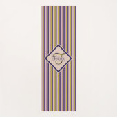Monogramm, Gold, Violett, Lila und rosa Streifen Yogamatte (Vorderseite)