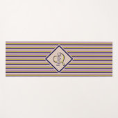 Monogramm, Gold, Violett, Lila und rosa Streifen Yogamatte (Vorderseite (Horizontal))