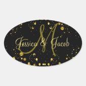 Monogramm | Goldblasen Ovaler Aufkleber (Vorderseite)