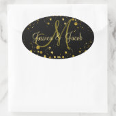 Monogramm | Goldblasen Ovaler Aufkleber (Tasche)