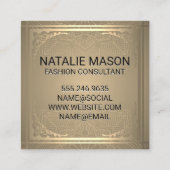 Monogramm | Golddekorative Geschäfte am Grenzplatz Quadratische Visitenkarte (Rückseite)