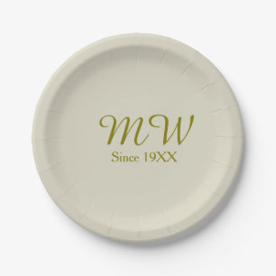Monogramm golden seit 19XX Jahr Haferflocken Hochz Pappteller