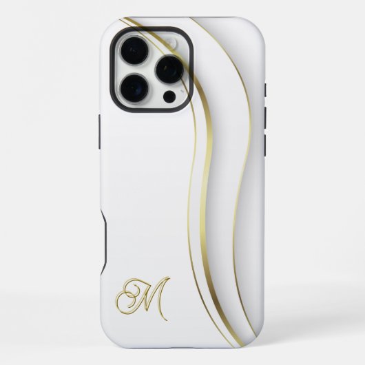 Monogramm Golden Swirl iPhone Hülle (Rückseite)