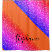 Monogramm Golden Yellow Pink Glitzer Multicolor Duschvorhang (Vorderseite)