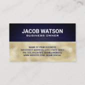 Monogramm | Goldene Folie | Blaue Metallstruktur Visitenkarte (Rückseite)