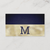 Monogramm | Goldene Folie | Blaue Metallstruktur Visitenkarte (Vorderseite)