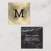 Monogramm | Goldene Folie| Schwarzer Marmor Quadratische Visitenkarte (Vorne/Hinten)
