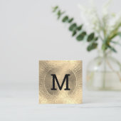 Monogramm | Goldene Folie| Schwarzer Marmor Quadratische Visitenkarte (Stehend Vorderseite)