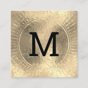 Monogramm Goldene Folie Schwarzer Marmor Quadratische Visitenkarte