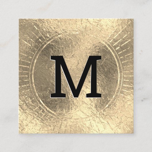 Monogramm | Goldene Folie| Schwarzer Marmor Quadratische Visitenkarte (Vorderseite)