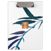 Monogramm goldene metallische Ozeanblau-Blätter au Klemmbrett (Vorderseite)