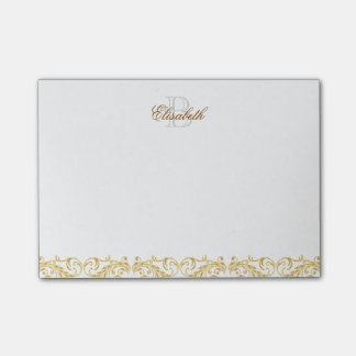 Monogramm-goldener Damast Post-it Klebezettel
