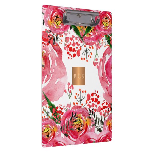 Monogramm goldenes Kupfer metallisch rosa, bläserf Klemmbrett (Rechts)