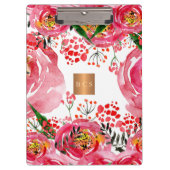 Monogramm goldenes Kupfer metallisch rosa, bläserf Klemmbrett (Vorderseite)