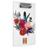 Monogramm goldenes Kupfer metallisch rosa Blütenrö Klemmbrett (Rechts)