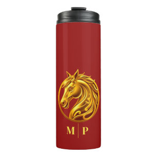 Monogramm Goldenes Pferd- Thermosbecher