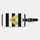 Monogramm-Goldfolien-Herz Gepäckanhänger (Vorderseite horizontal)