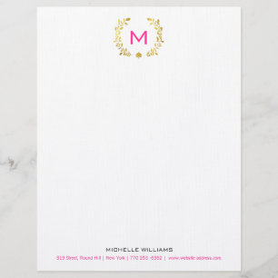 Monogramm-Goldfolien-Lorbeer u. Spaten Briefkopf
