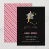 Monogramm-GoldGlitzer-Junggeselinnen-Abschied Einladung (Vorne/Hinten)