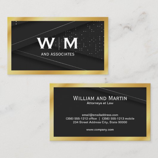 Monogramm | Goldgrenze Visitenkarte (Vorne/Hinten)