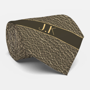 Monogramm Goldlederstruktur Vatertag stilvoll Krawatte