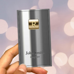 Monogramm-Goldlogo-metallischer Magier Visitenkarte