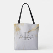 Monogramm Goldmarmor Grau Tasche (Rückseite)