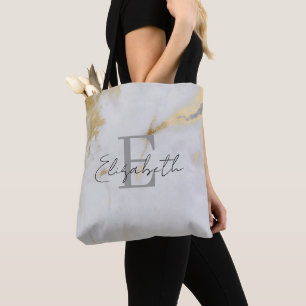 Monogramm Goldmarmor Grau Tasche