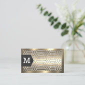 Monogramm | Goldmetall | Glitzer Foil Geometric Visitenkarte (Stehend Vorderseite)