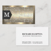 Monogramm | Goldmetall | Glitzer Foil Geometric Visitenkarte (Vorne/Hinten)