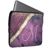 Monogramm-Goldmünzen der lila Gefärbte Krawatte Laptopschutzhülle (Vorne Rechts)