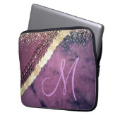 Monogramm-Goldmünzen der lila Gefärbte Krawatte Laptopschutzhülle (Vorderseite Links)