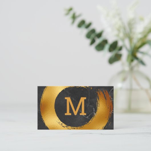 Monogramm | Goldschleim Visitenkarte (Stehend Vorderseite)