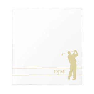 Monogramm-GoldSilhouette-Golfspieler Notizblock
