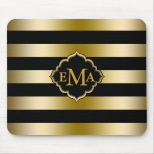 Monogramm Goldstreifen Geometrisches Muster Mousepad