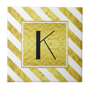 Monogramm Goldstreifen Muster Fliese