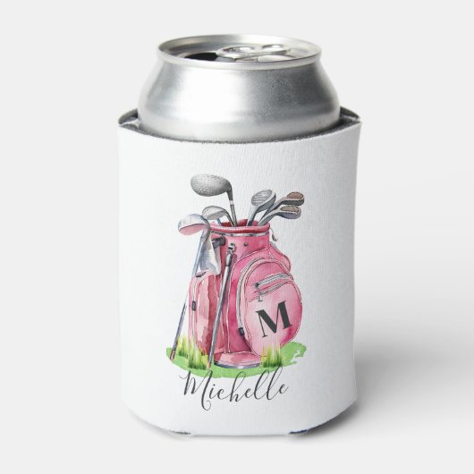 Monogramm Golf Pink Dosenkühler (Kanne Vorderseite)