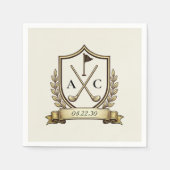 Monogramm Golf Wappen Hochzeit Serviette (Vorderseite)