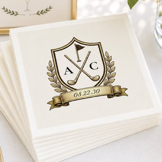 Monogramm Golf Wappen Hochzeit Serviette