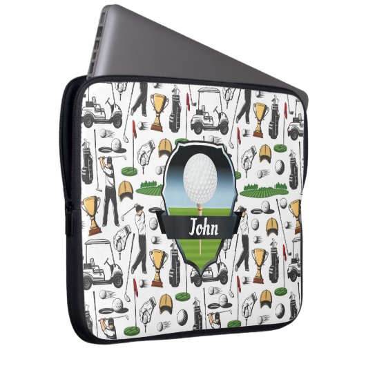 Monogramm Golfer Laptopschutzhülle (Vorne Rechts)