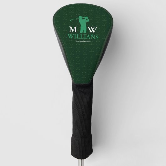 Monogramm (Golfername und Initialen) cool grün Golf Headcover (Vorderseite)