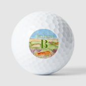 Monogramm-Golfplatz am Strand  Golfball (Vorderseite)